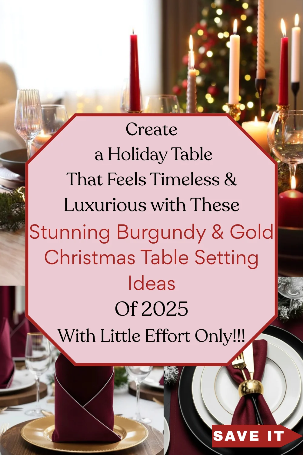 You are currently viewing 12 Stunning Burgundy and Gold Christmas Table Setting Ideas | Savy Home